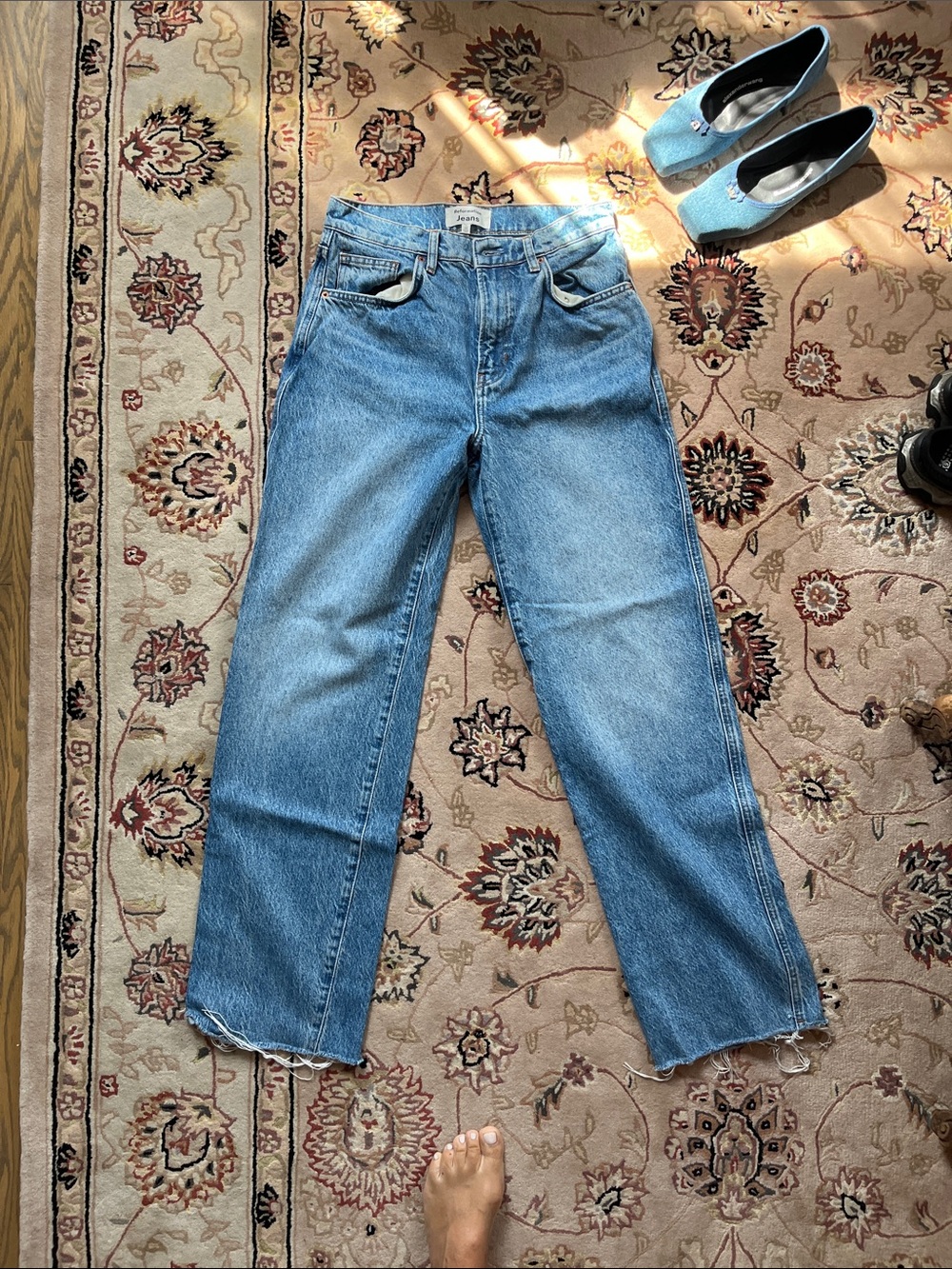 Reformation Straight wide Leg Jeans in Light Blue Denim